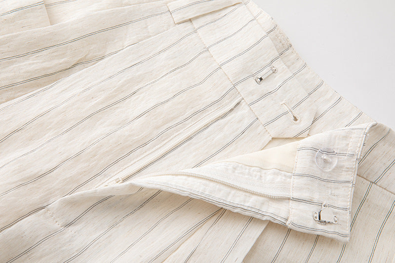 High-Waisted Striped Casual Wide-Leg Pants