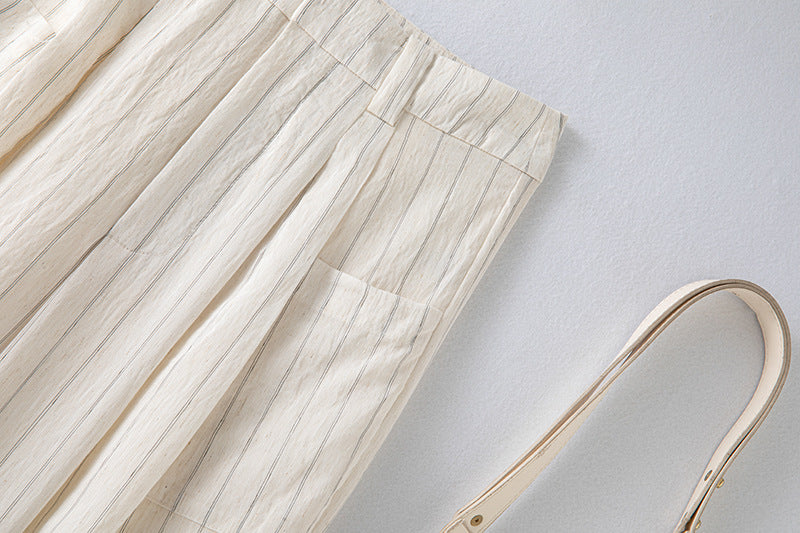 High-Waisted Striped Casual Wide-Leg Pants
