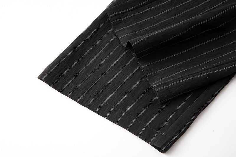 High-Waisted Striped Casual Wide-Leg Pants